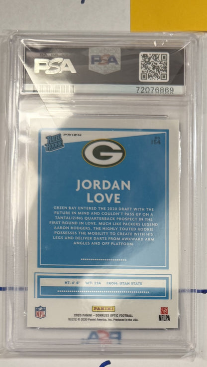 2020 Jordan Love — Donruss Optic Rated Rookies [Blue Hyper Prizm] — PSA 10 — back — Inventory P116-A