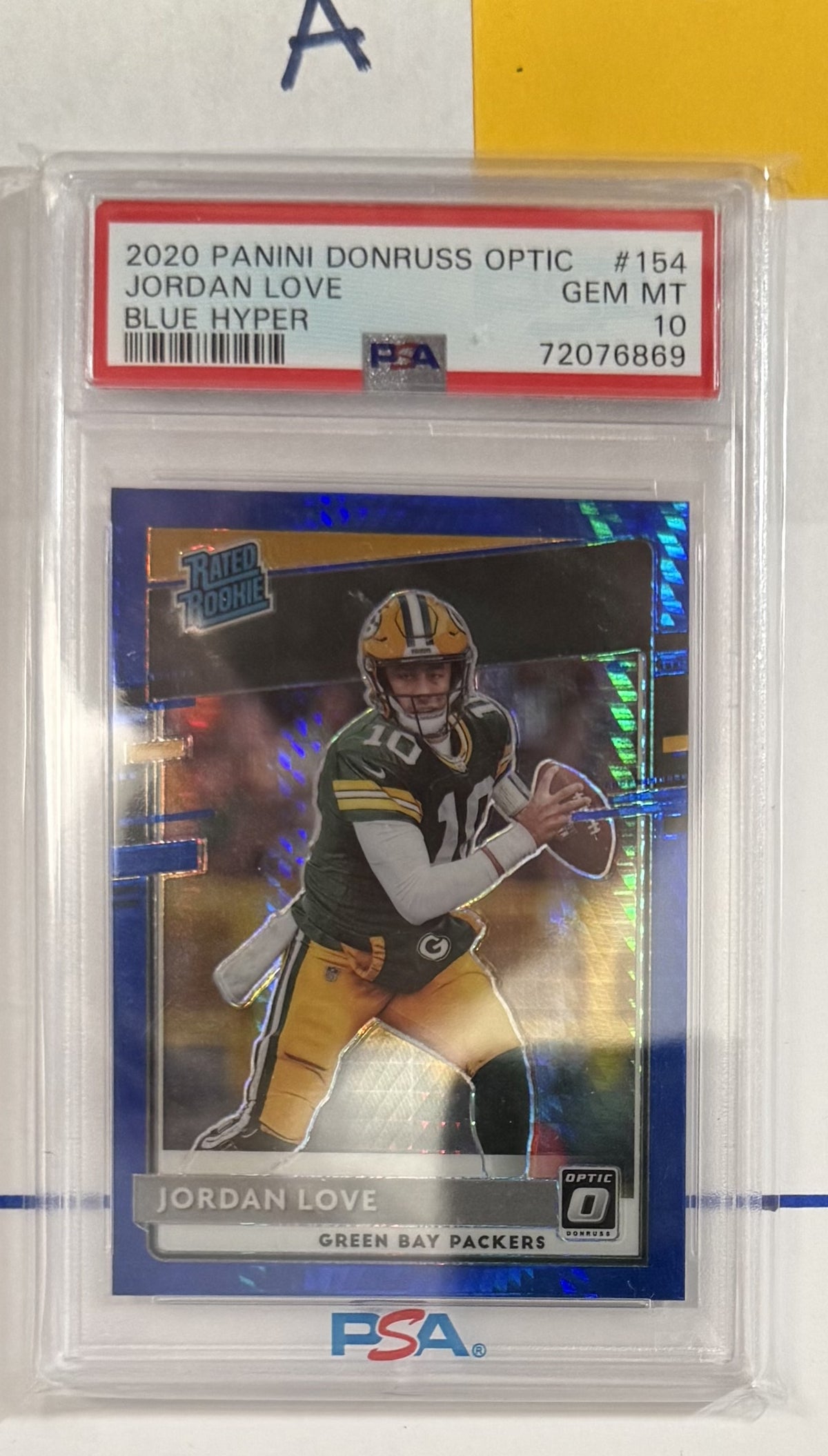 2020 Jordan Love — Donruss Optic Rated Rookies [Blue Hyper Prizm] — PSA 10 — front — Inventory P116-A