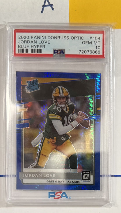 2020 Jordan Love — Donruss Optic Rated Rookies [Blue Hyper Prizm] — PSA 10 — front — Inventory P116-A