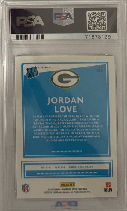 2020 Jordan Love — Donruss Optic Rated Rookies [Blue Hyper Prizm] — PSA 9 — back — Inventory P117-D