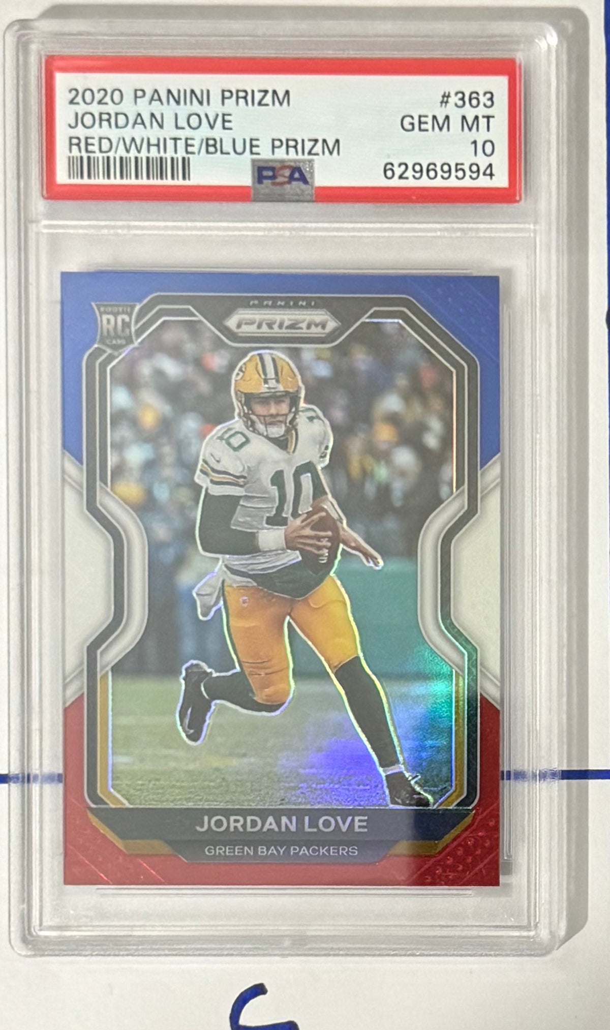 2020 Jordan Love — Prizm [Red/White/Blue Prizm] — PSA 10 — front — Inventory P118-A
