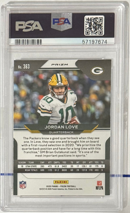 2020 Jordan Love — Prizm [Red/White/Blue Prizm] — PSA 10 — back — Inventory P118-B