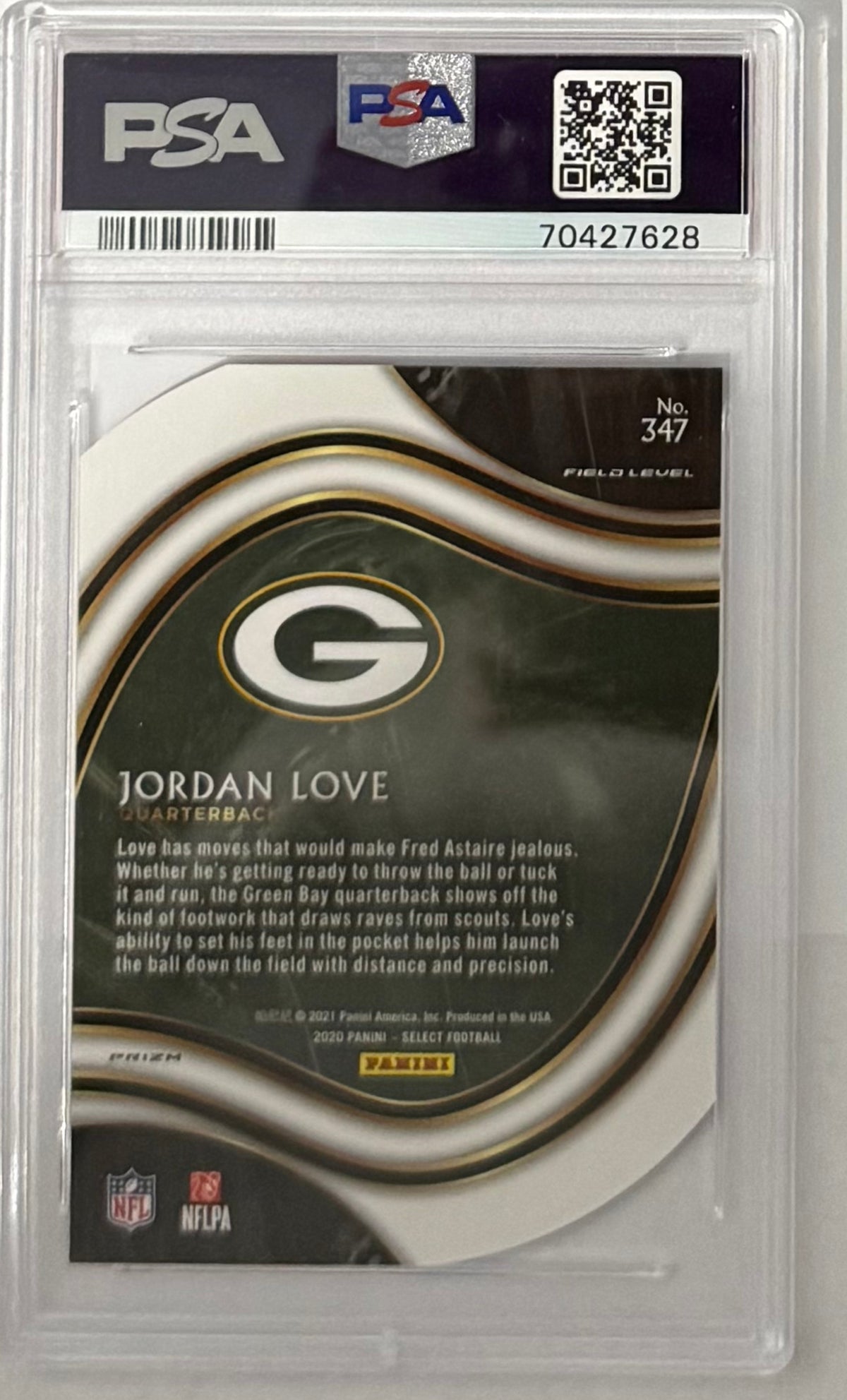 2020 Jordan Love — Select Field Level [Red Prizm Die-Cut] — PSA 10 — back — Inventory P118-C