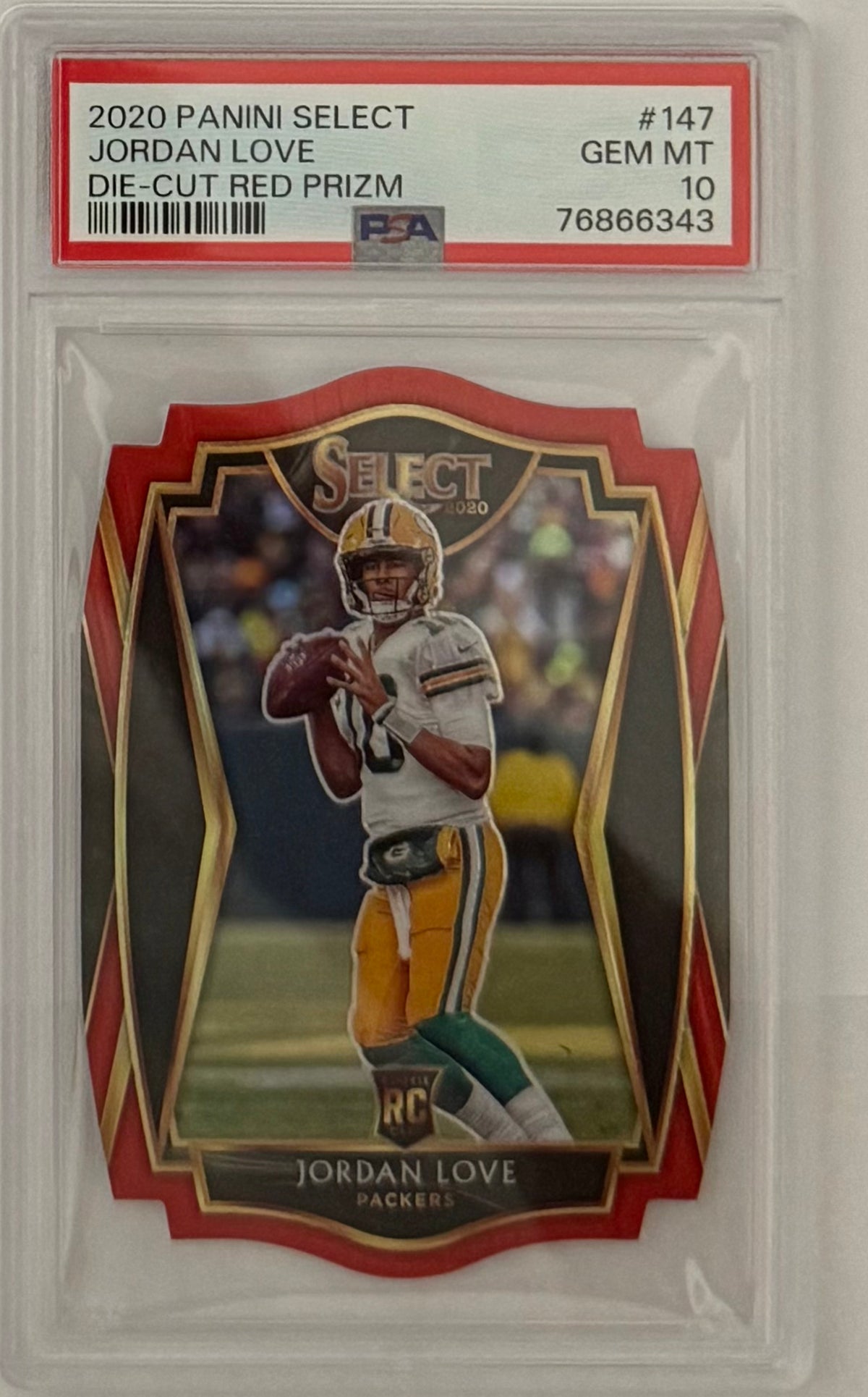 2020 Jordan Love — Select Premier Level [Red Prizm Die-Cut] — PSA 10 — front — Inventory P118-D