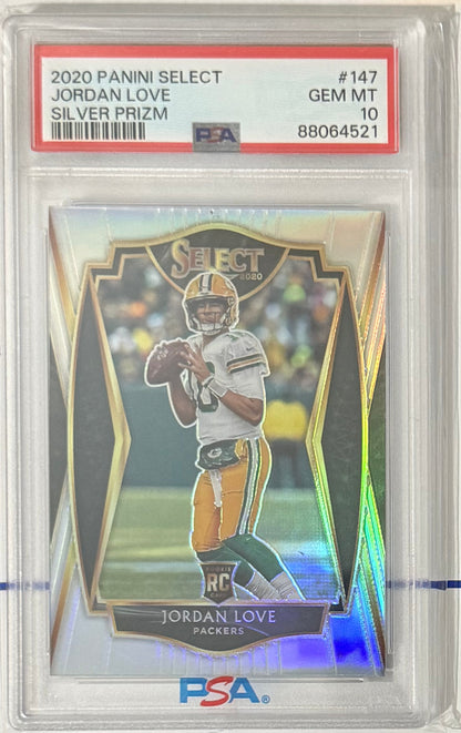 2020 Jordan Love — Select Premier Level [Silver Prizm] — PSA 10 — front — Inventory P119-A