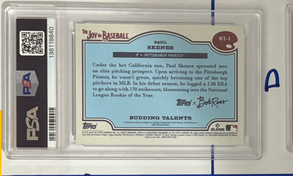 2025 Paul Skenes — Topps x Bob Ross: The Joy of Baseball Budding Talents [Prussian Blue] — PSA 10 — back — Inventory P120-B