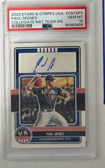 2023 Paul Skenes — USA Baseball Stars & Stripes Collegiate National Team Signatures — PSA 10 — front — Inventory P120-C
