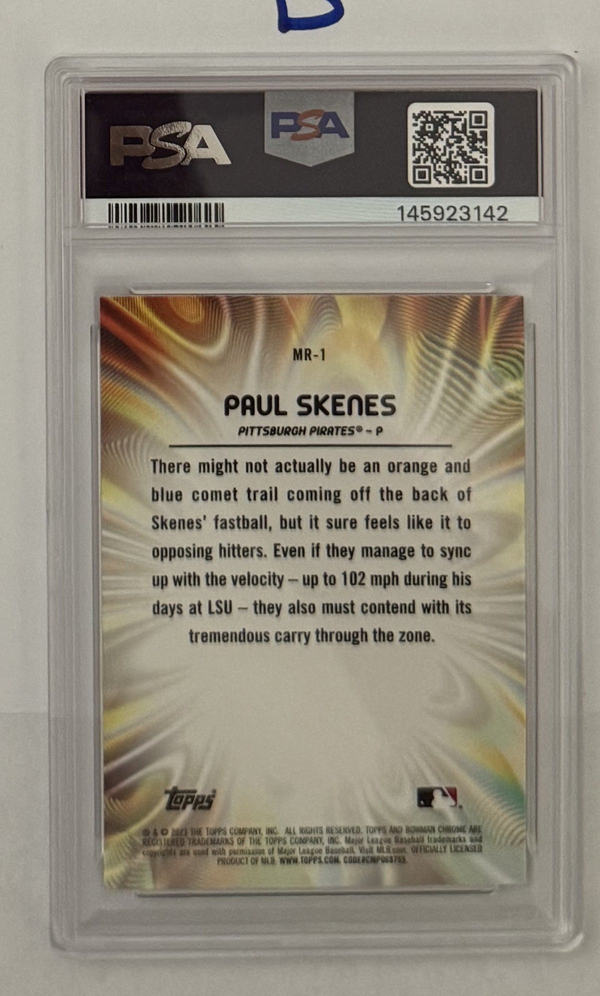 2023 Paul Skenes — Bowman Draft Mood Ring — PSA 10 — back — Inventory P120-D