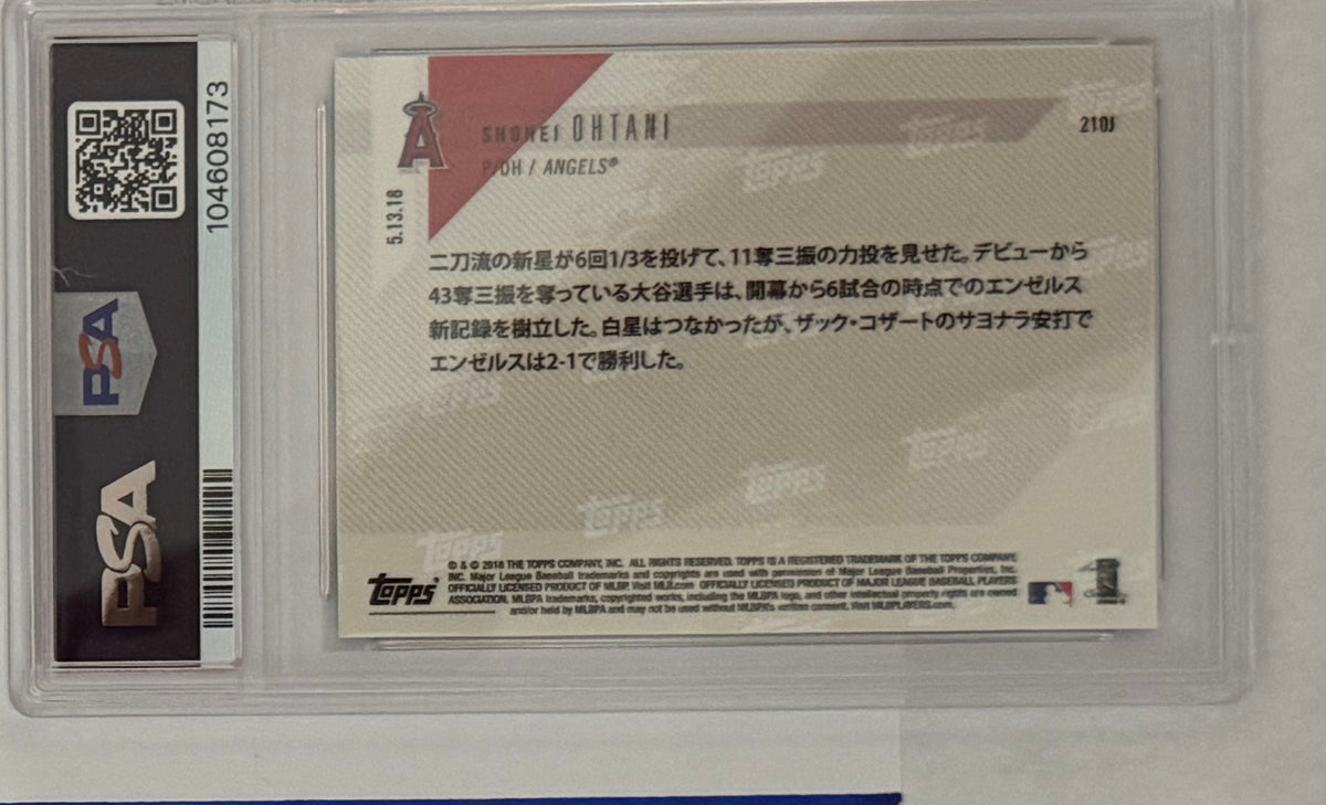 2018 Shohei Ohtani — Topps Now Base [Japanese] — PSA 10 — back — Inventory P121-D