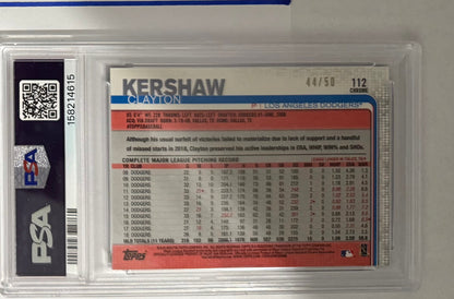2019 Clayton Kershaw — Topps Chrome Image Variation — Straddling Fence [Gold Refractor] — PSA 10 — back — Inventory P122-C