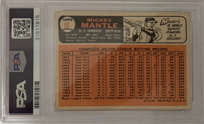 1966 Mickey Mantle — Topps Base — PSA 5 — back — Inventory P122-D