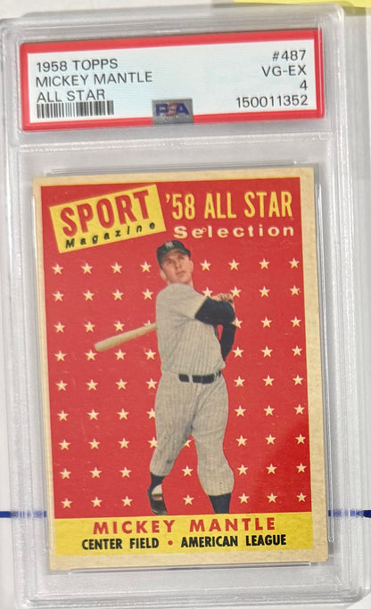 1958 Mickey Mantle — Topps All Star Selection — PSA 4 — front — Inventory P123-A