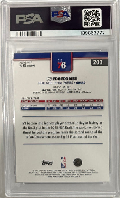 2025-26 VJ Edgecombe — Topps Basketball Base — PSA 10 — back — Inventory P125-C