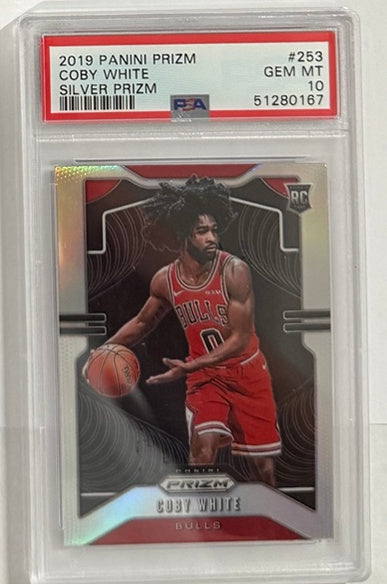 2019-20 Coby White — Prizm [Silver Prizm] — PSA 10 — front photograph