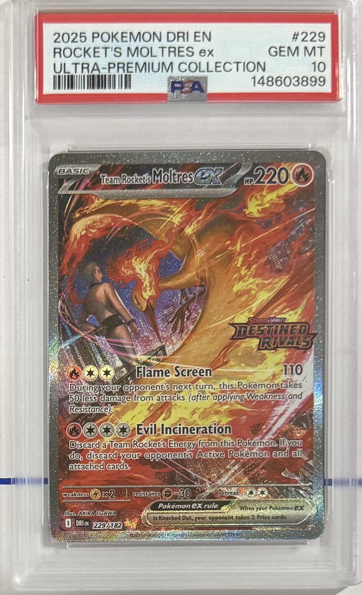 Team Rocket's Moltres ex 2025 Scarlet & Violet—Destined Rivals front - P126-B
