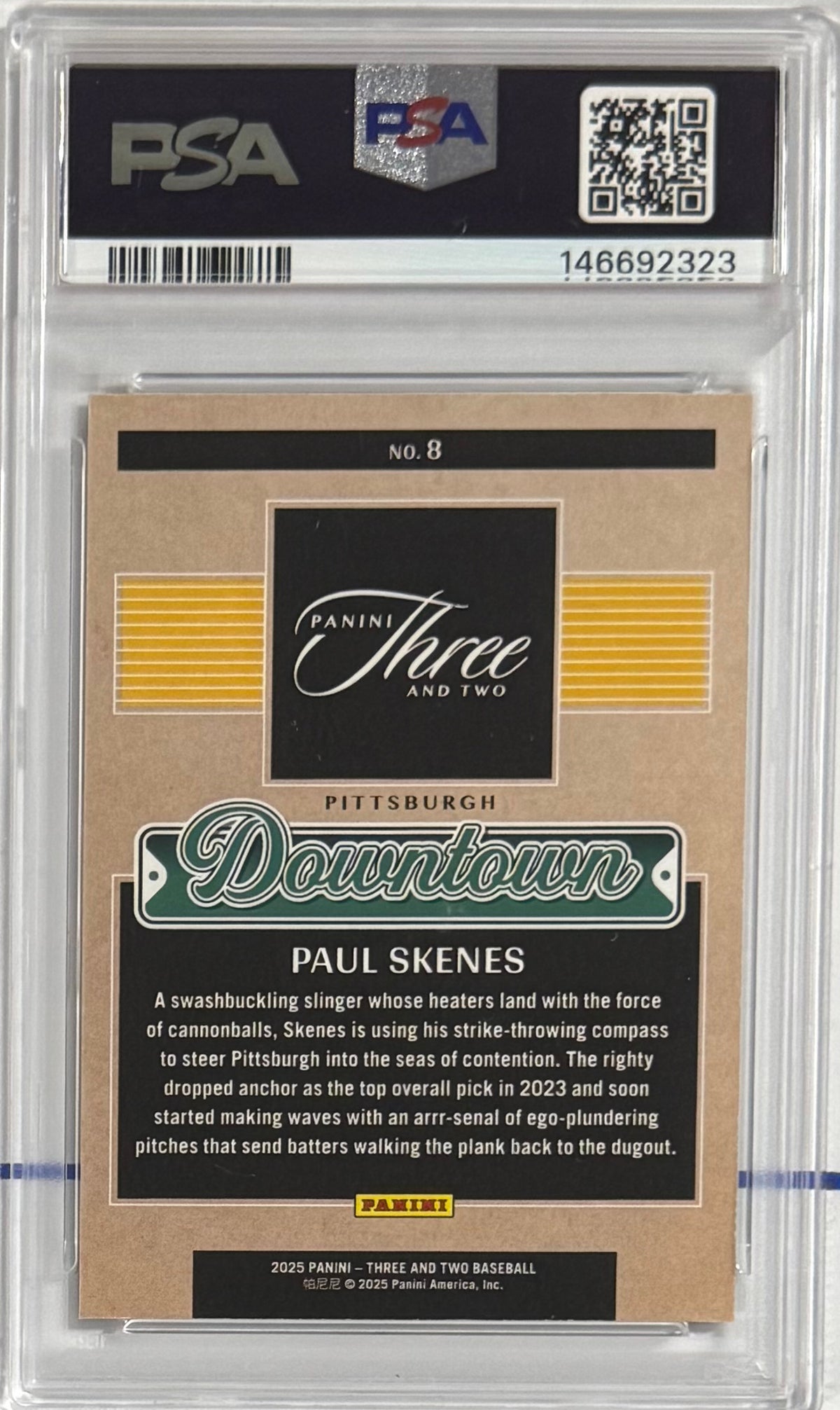 2025 Paul Skenes — Three and Two Downtown [SSP / Case Hit] — PSA 9 — back — Inventory P127-B