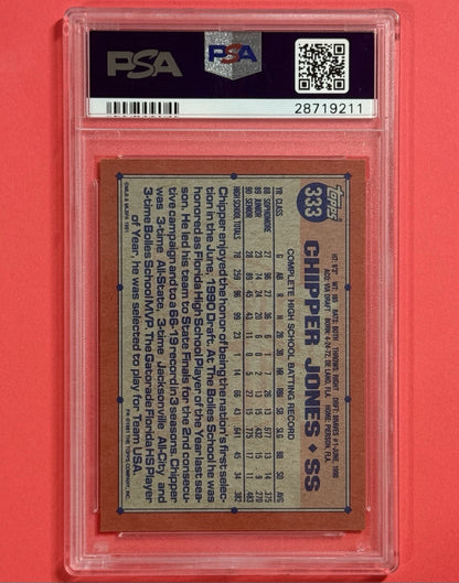1991 Chipper Jones — Topps [Desert Shield] — PSA 7 — back — Inventory P127-C