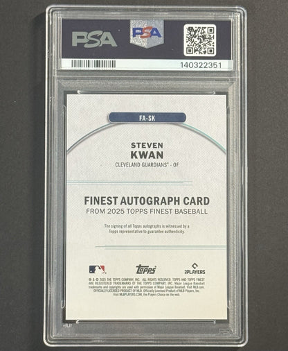 2025 Steven Kwan — Finest Finest Autographs [Green Refractor] — PSA 10 — back — Inventory P128-C