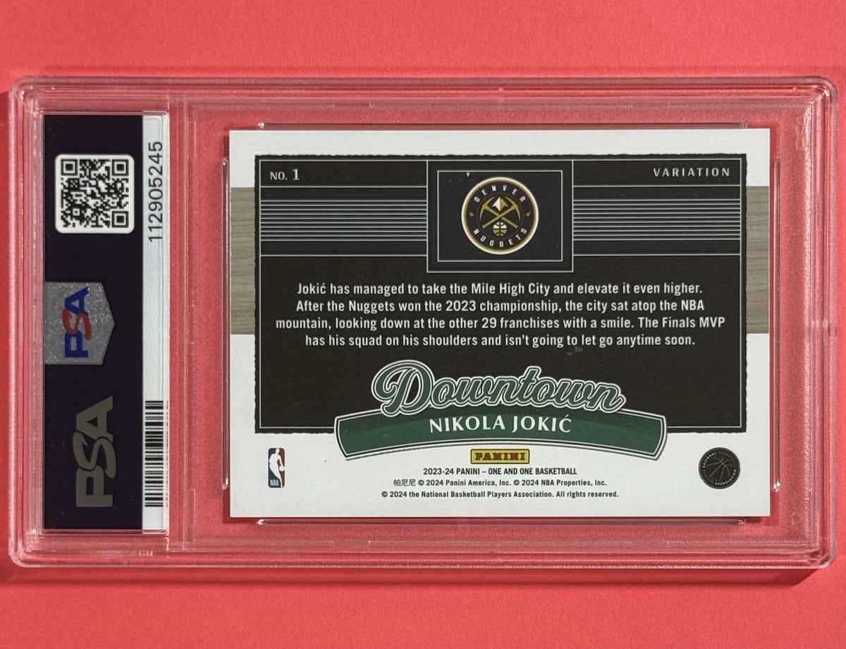 2023-24 Nikola Jokic — One and One Downtown Variation [SSP / Case Hit] — PSA 9 — back — Inventory P129-A