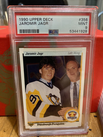 1990 Jaromir Jagr — Upper Deck [Base] — PSA 9 — front — Inventory P129-B