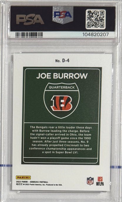 2023 Joe Burrow — Donruss Downtown [SSP / Case Hit] — PSA 9 — back — Inventory P130-B