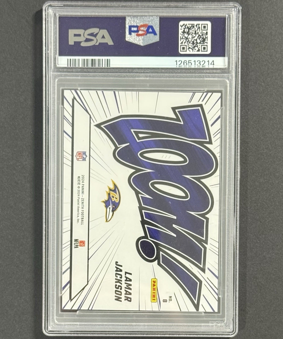 2024 Lamar Jackson — Zenith Zoom Blue [Lightning] — PSA 9 — back — Inventory P130-D