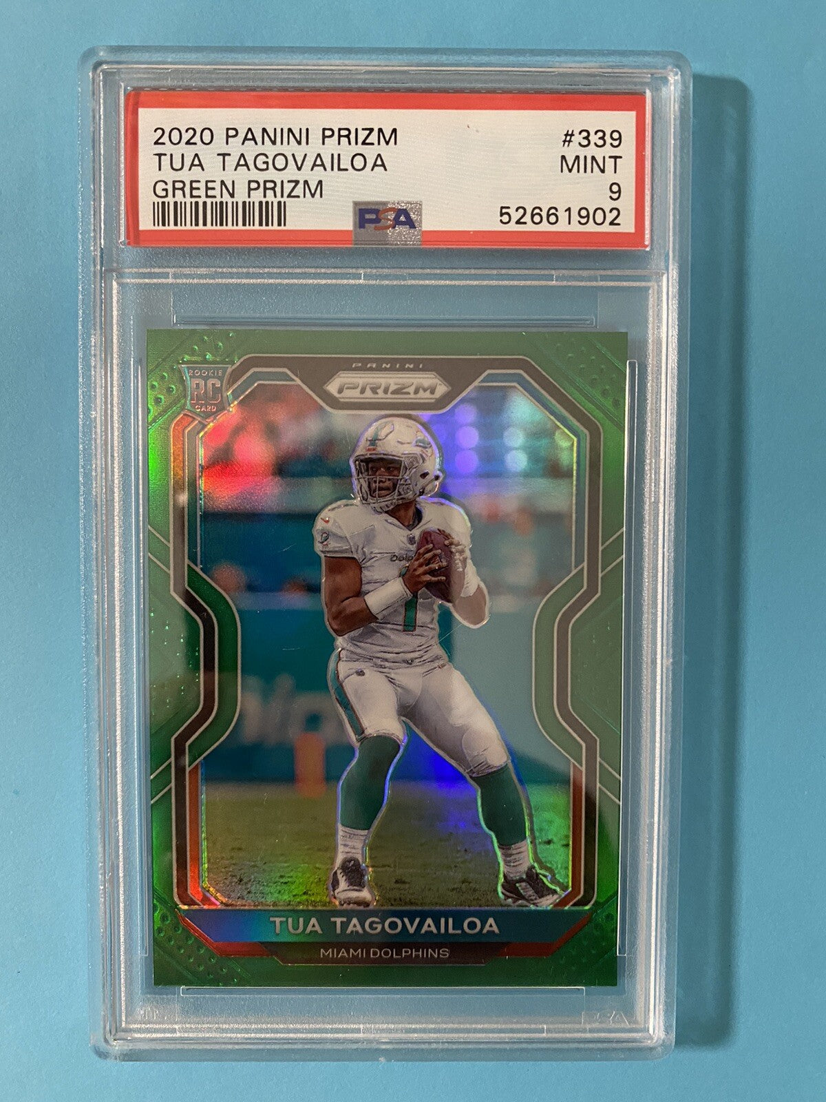 2020 Tua Tagovailoa — Prizm [Green Prizm] — PSA 9 — front — Inventory P131-D