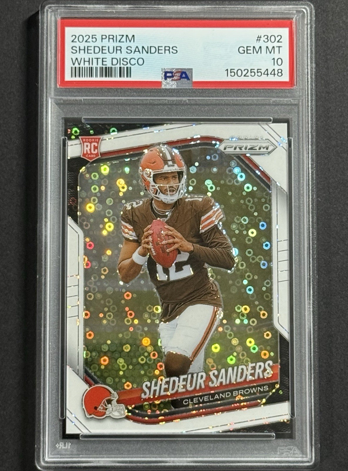 2025 Shedeur Sanders — Prizm [White Disco] — PSA 10 — front — Inventory P134-A