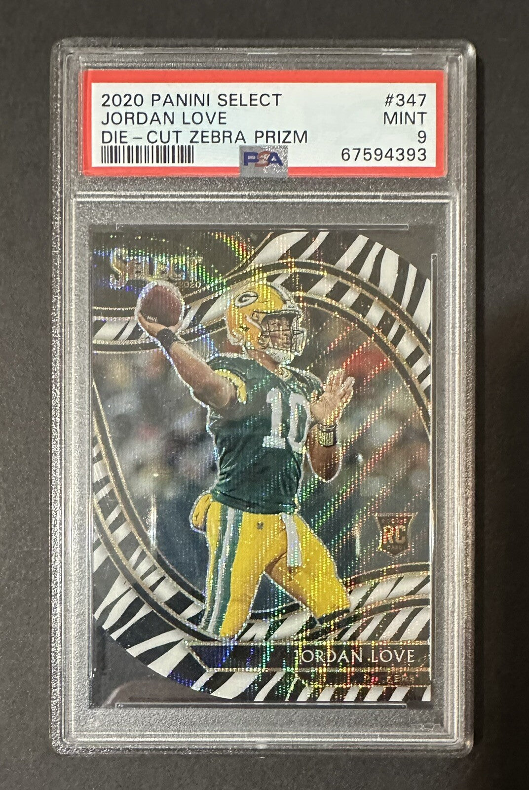 2020 Jordan Love — Select Field Level [Die-Cut Zebra Prizm] — PSA 9 — front — Inventory P136-B