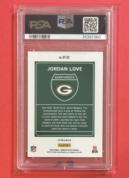 2020 Jordan Love — Donruss Optic Downtown — PSA 9 — back — Inventory P136-C