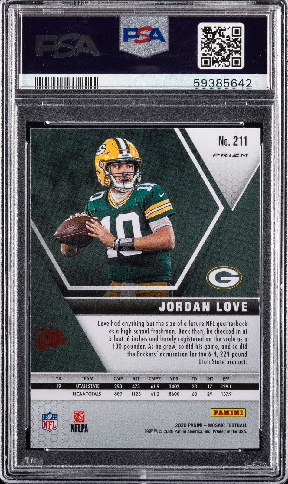 2020 Jordan Love — Mosaic [Genesis Mosaic Prizm] — PSA 10 — back — Inventory P137-A