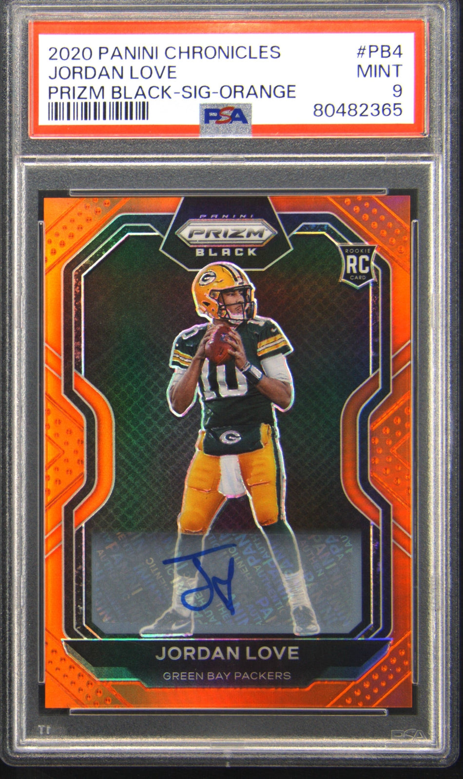 2020 Jordan Love — Prizm Black Prizm Black Signatures [Orange Prizm] — PSA 9 — front — Inventory P137-C