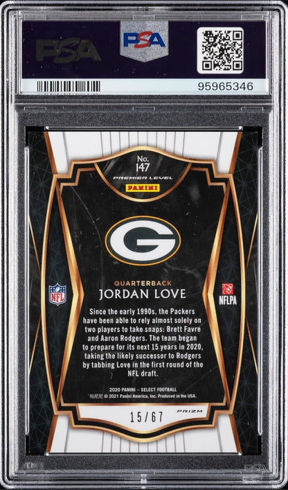 2020 Jordan Love — Select Premier Level [Dragon Scale Prizm] — PSA 9 — back — Inventory P137-D