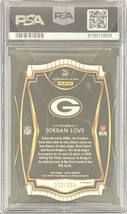 2020 Jordan Love — Select Premier Level [Copper Prizm Die-Cut] — PSA 10 — back — Inventory P138-C