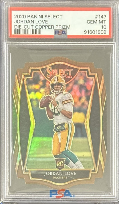 2020 Jordan Love — Select Premier Level [Copper Prizm Die-Cut] — PSA 10 — front — Inventory P138-C