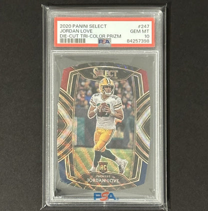 2020 Jordan Love — Select Club Level [Die-Cut Tri-Color Prizm] — PSA 10 — front — Inventory P139-D