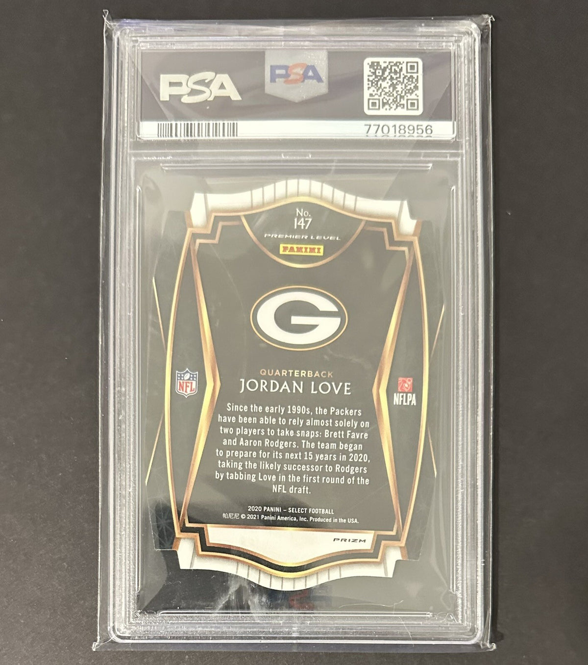 2020 Jordan Love — Select Premier Level [Die-Cut Red Prizm] — PSA 10 — back — Inventory P140-B