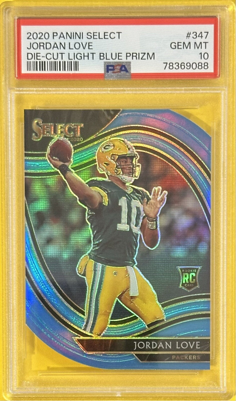 2020 Jordan Love — Select Field Level [Die-Cut Light Blue Prizm] — PSA 10 — front — Inventory P140-C