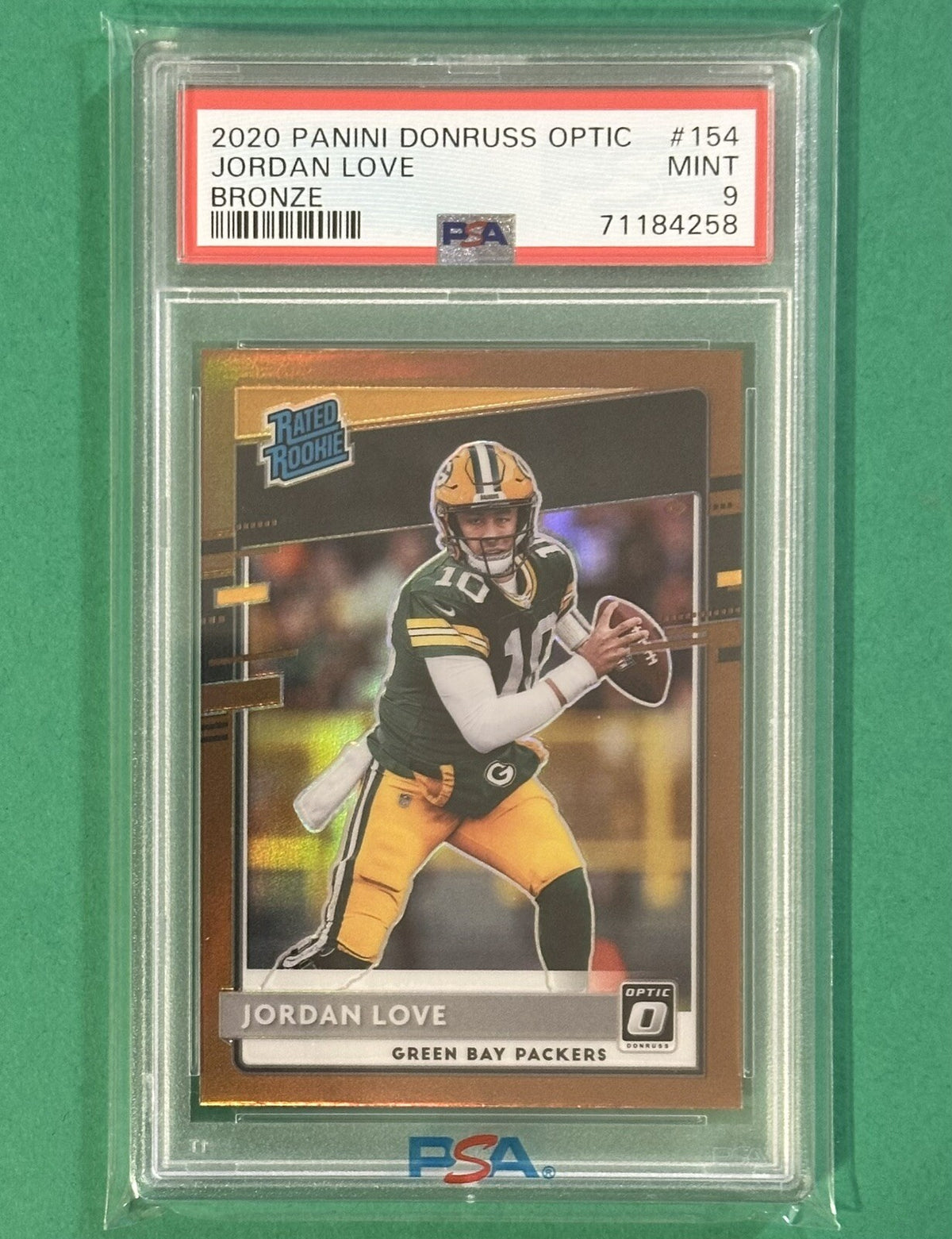 2020 Jordan Love — Donruss Optic Rated Rookies [Bronze Prizm] — PSA 9 — front — Inventory P140-D