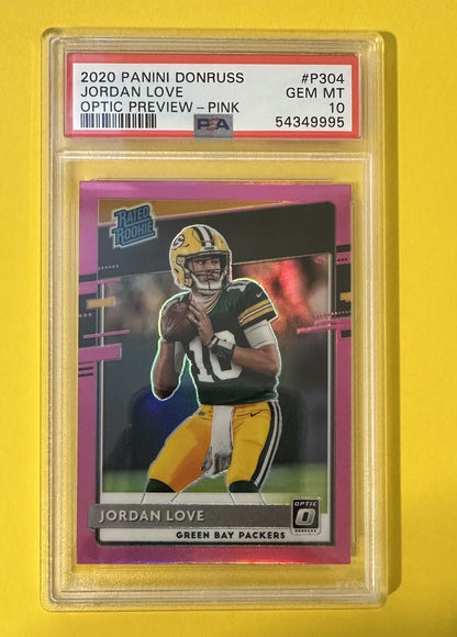 2020 Jordan Love — Donruss Rated Rookies — Optic Preview [Pink Prizm] — PSA 10 — front — Inventory P141-B