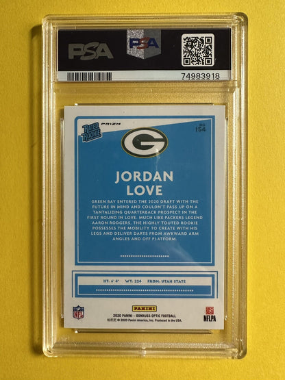 2020 Jordan Love — Donruss Optic Rated Rookies [Blue Hyper Prizm] — PSA 10 — back — Inventory P141-C