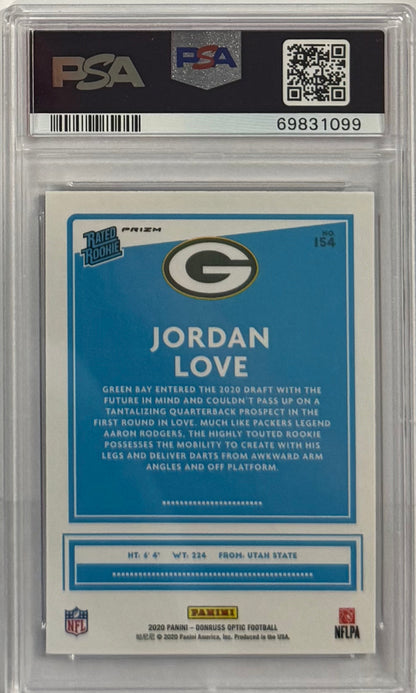 2020 Jordan Love — Donruss Optic Rated Rookies [Blue Scope Prizm] — PSA 10 — back — Inventory P141-D