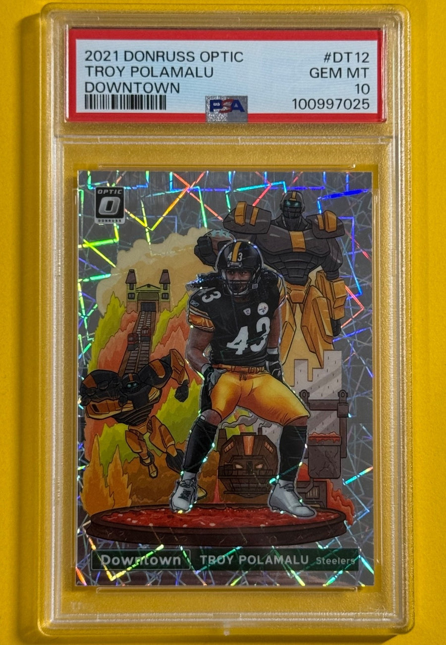 2021 Troy Polamalu — Donruss Optic Downtown — PSA 10 — front photograph