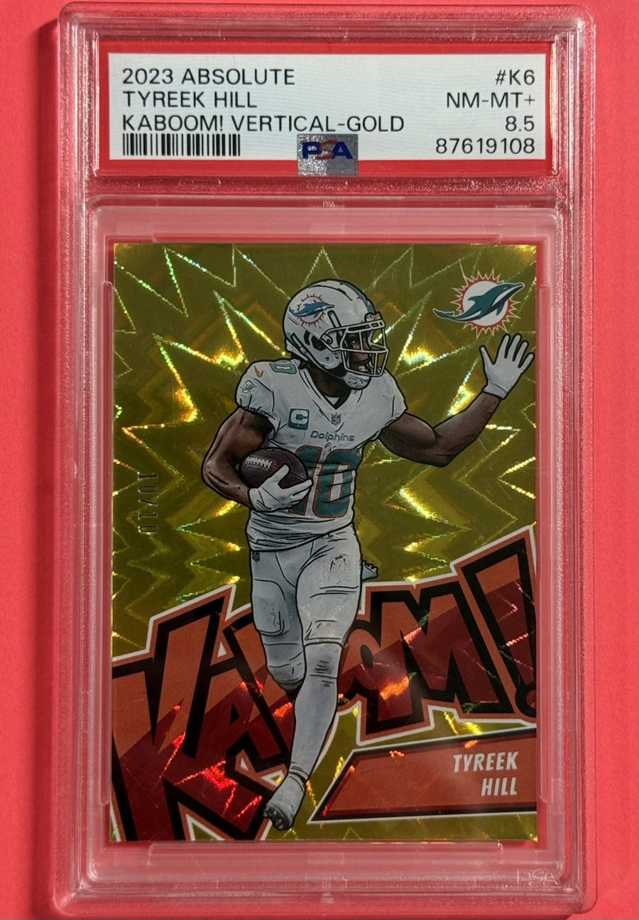 2023 Tyreek Hill — Absolute Kaboom! Vertical [Gold] — 10/10 — PSA 8.5 — front photograph
