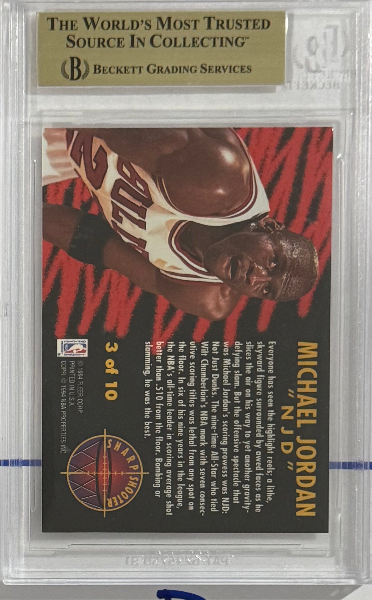 1993-94 Michael Jordan — Fleer Sharpshooters — BGS 9.5 — back — Inventory P200-B