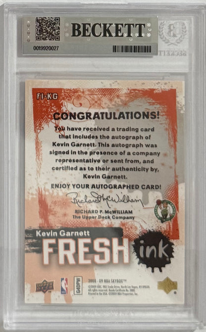 2008-09 Kevin Garnett — SkyBox Fresh Ink — BGS 9 — back — Inventory P200-D