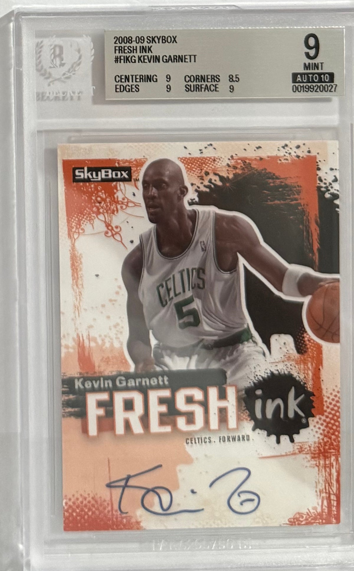 2008-09 Kevin Garnett — SkyBox Fresh Ink — BGS 9 — front — Inventory P200-D