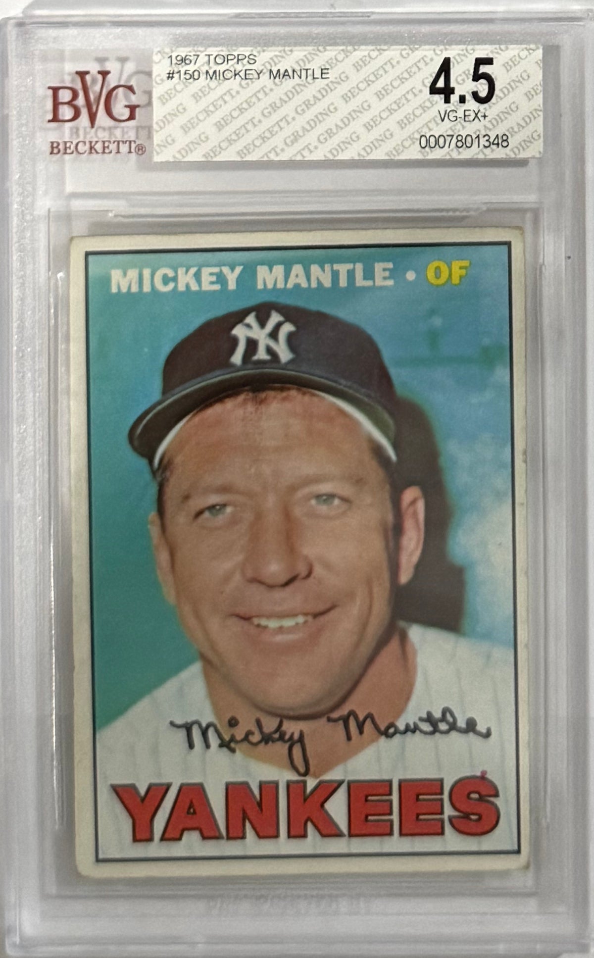 1967 Mickey Mantle — Topps Base — BVG 4.5 — front — Inventory P201-C