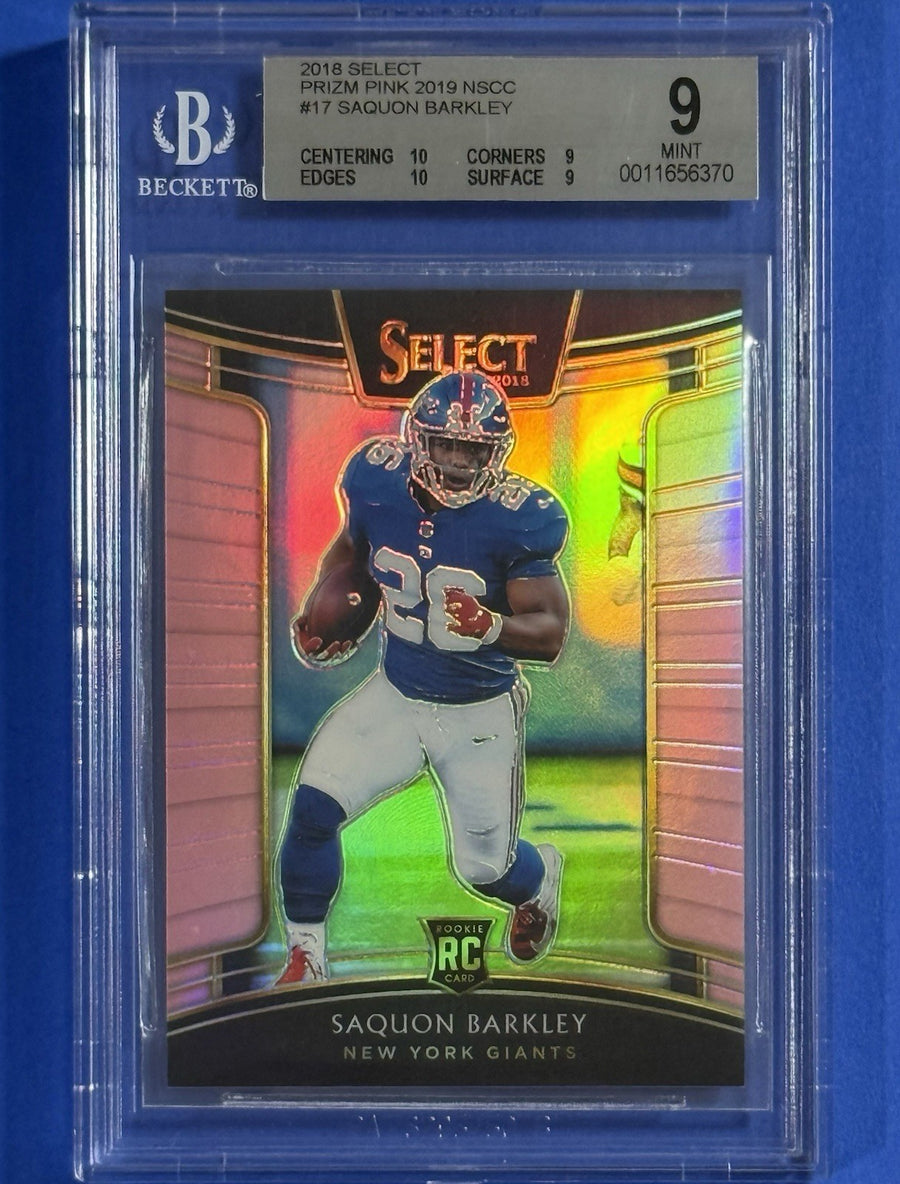 2018 Saquon Barkley — Select Pink Prizm 2019 NSCC — 05/10 — BGS 9 — front photograph