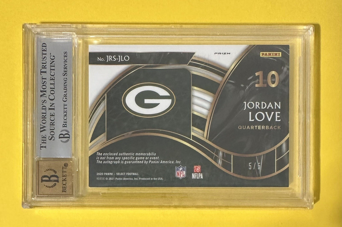 2020 Jordan Love — Select Jumbo Rookie Signature Swatches [Green Prizm] — BGS 9 — back — Inventory P203-B